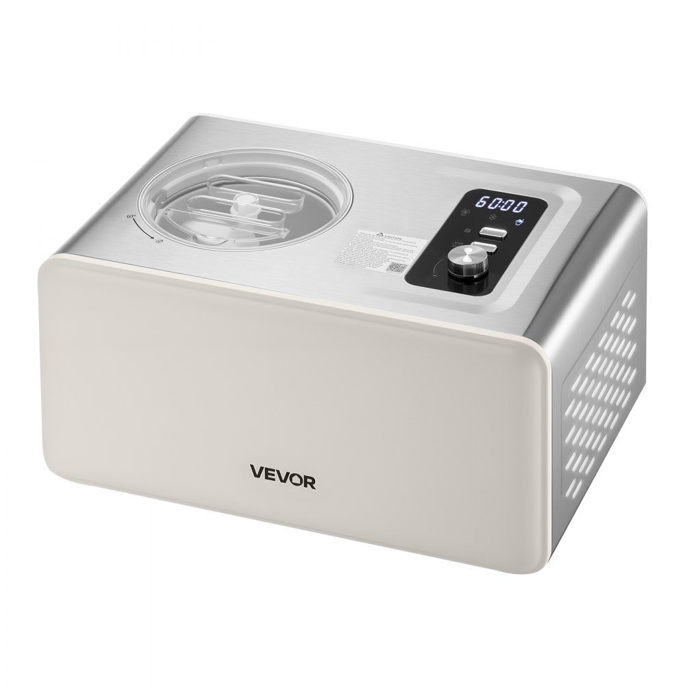 Automatic Ice Cream Maker 2 QT with Built-in Compressor (150W), No Prefreezing, Ice Cream Maker with 3 Modes, Electric Ice Cream Maker, Frozen Sorbet Machine for Home Kitchen