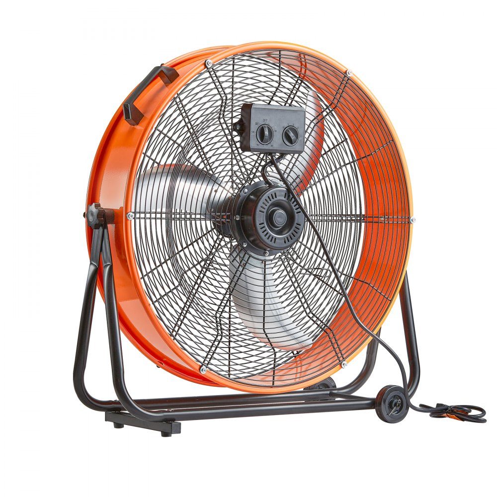 Trommelventilator, Bodenventilator, Industrieventilator, 3 Geschwindigkeiten, 8600 CFM, 360° verstellbare Neigung, 0–2 Stunden Timer, Standventilator, Windmaschine für Lager, Werkstatt, Fabrik, Keller