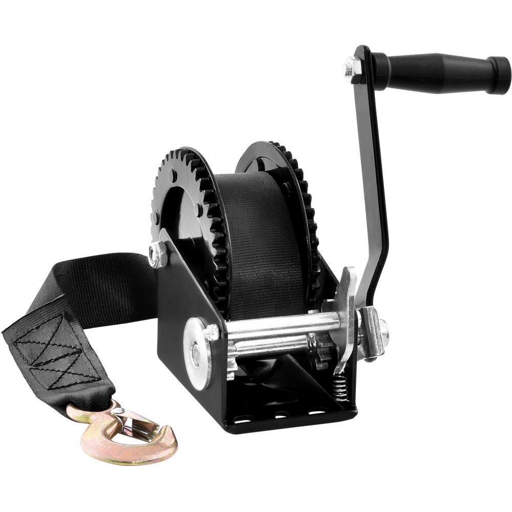 Kabellier 907,1kg handkabellier 208x105x151mm bootlier 2-weg ratel/1-speed handlier met ca. 7m polyester riemlier met ergonomische handgreep, handkabellier voor voertuigen en boten
