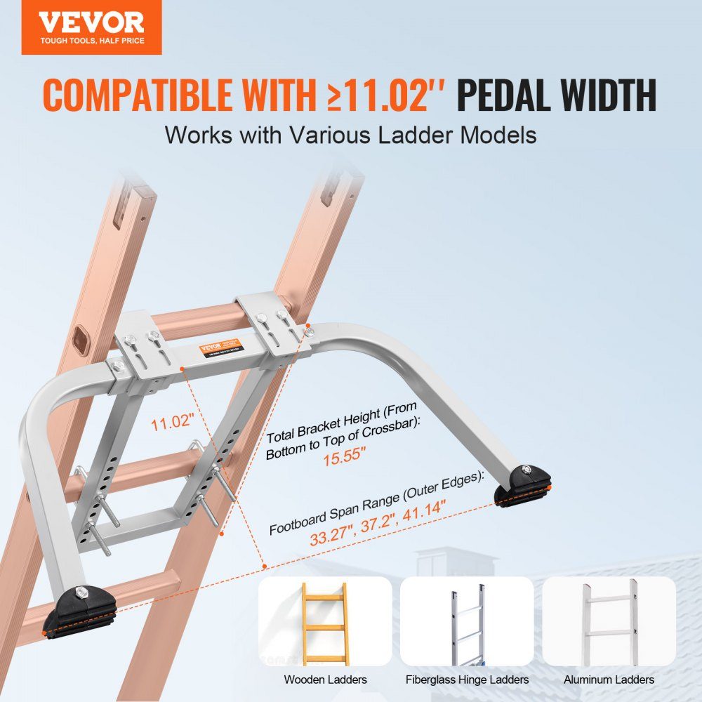 Ladder Stabilizer 150kg, Steel Ladder Roof Hook, Ladder Stabilizer with Span/Wall Extension Accessories, Wall Ladder Spacer, Sturdy Ladder Spacer Arms for Guttering