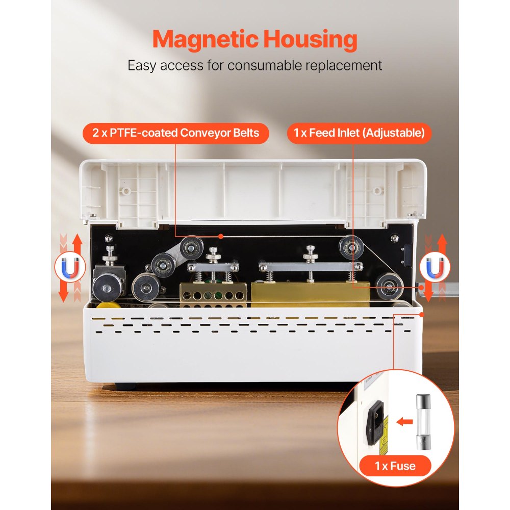 Sealing machine, 8-12mm sealing width, automatic continuous belt welder with digital temperature control, automatic switch-off, heat sealer for 0.06-0.2mm plastic bags Sealing machine, 8-12mm sealing width, automatic continuous belt welder with digital temperature control, automatic switch-off, heat sealer for 0.06-0.2mm plastic bags