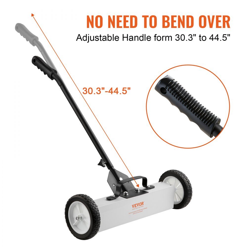 Balai magnétique balayeuse magnétique 77-113 cm, balayeuse magnétique balai magnétique balai magnétique élévateur magnétique 20,4 kg force magnétique collecteur de copeaux magnétique balayeuse de sol