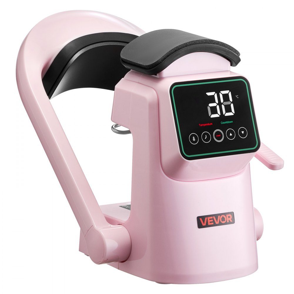 Automatic Hat Heat Press with 2 Interchangeable Plates, Auto Open and Release, Touch Screen for Time and Temperature Control, Heat Transfer Printing for Caps, Hats, Pink