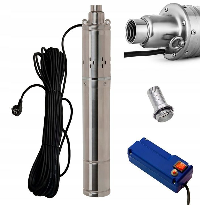 EFFIZIENTE Brunnenpumpe Klarwasserpumpe TIEFBRUNNENPUMPE 4" 20m KABEL 2700l/min 750W