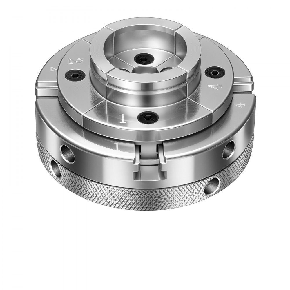 4" klauwplaat, centreerklauwplaat met 4 klauwen met 1" x 8 TPI draad en adapter, vernikkelde bekken van hoogwaardig staal, spreiders en klemmen voor houtbewerking