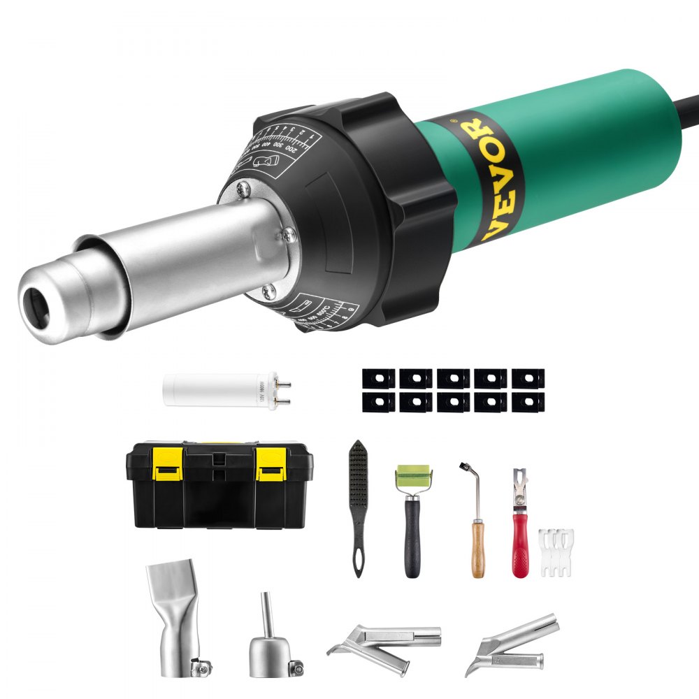 Hetelucht-kunststoflasapparaat, 1600 W heteluchtpistool, 50-600 ° C PVC TPO-vinyllasbrander, heteluchtlasapparaatset met 11 accessoires - gereedschapskist, mondstuk, roller, messen voor PP/PE/PVC Hetelucht-kunststoflasapparaat, 1600 W heteluchtpistool, 50-600 ° C PVC TPO-vinyllasbrander, heteluchtlasapparaatset met 11 accessoires - gereedschapskist, mondstuk, roller, messen voor PP/PE/PVC