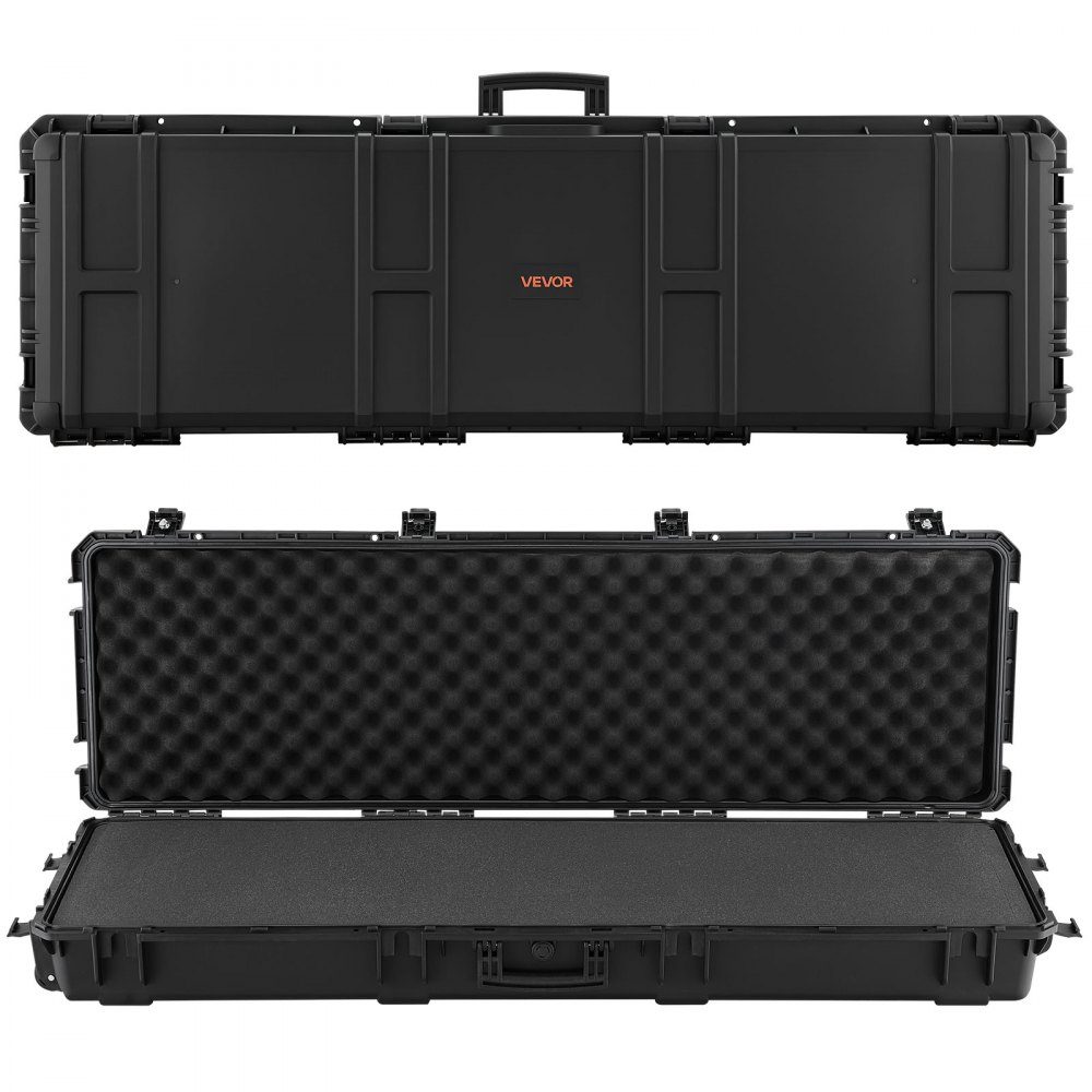 Wapenkoffer met harde schaal voor lange wapens, afsluitbare wapenkoffer met voorgesneden schuim, lange wapenkoffer, wapenopbergruimte, oprolbaar, IP67 waterdicht, 139,1 x 43,5 x 18,8 cm zwart