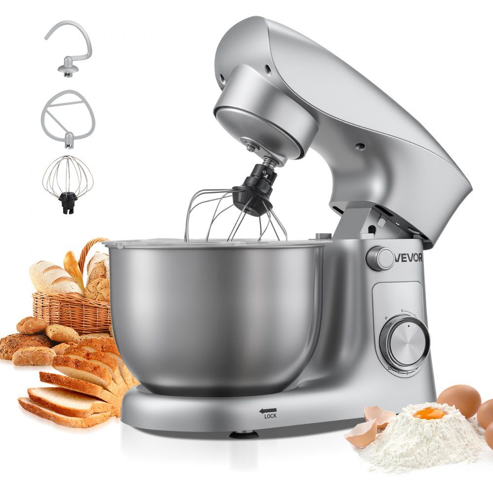 Machine à pétrir Robot culinaire pour la cuisson, machine à pâte 1500 W avec bol en acier inoxydable (4,2 L) et crochet pétrisseur, batteur et fouet, batteur sur socle à inclinaison réglable à 10 vitesses – Réf. HT-23974