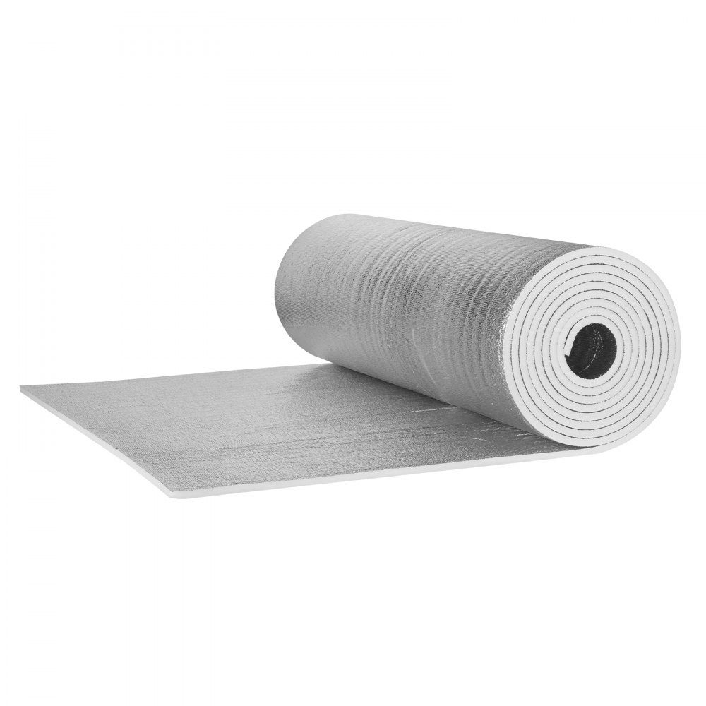 Rouleau d'isolation réfléchissant double, barrière radiante avec noyau en mousse, 15,1 mm, 48" x 25 pieds, panneau réfléchissant la chaleur double face en feuille d'aluminium et mousse EPE, rouleau d'isolation thermique pour fenêtres et toits de camping-c