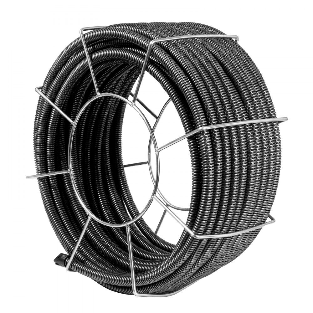 Kabel do czyszczenia rur 30 m x 19 mm, kabel do czyszczenia rur wykonany ze stali i 4 obcinaki do rur od 100 do 200 mm, kabel do czyszczenia rur z rdzeniem wewnętrznym do zlewów, odpływów podłogowych, toalet
