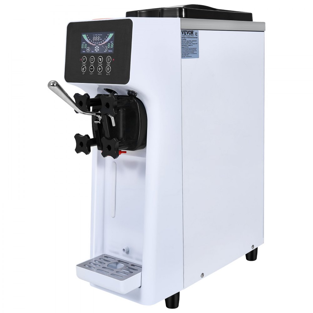 Commercial Ice Cream Machine, 10L/H Output, 900W, Single Flavor Soft Ice Cream Machine, Countertop, with 4L Hopper, 1.6L Cylinder, LCD Screen, Pre-Cooling Commercial Ice Cream Machine, 10L/H Output, 900W, Single Flavor Soft Ice Cream Machine, Countertop, with 4L Hopper, 1.6L Cylinder, LCD Screen, Pre-Cooling