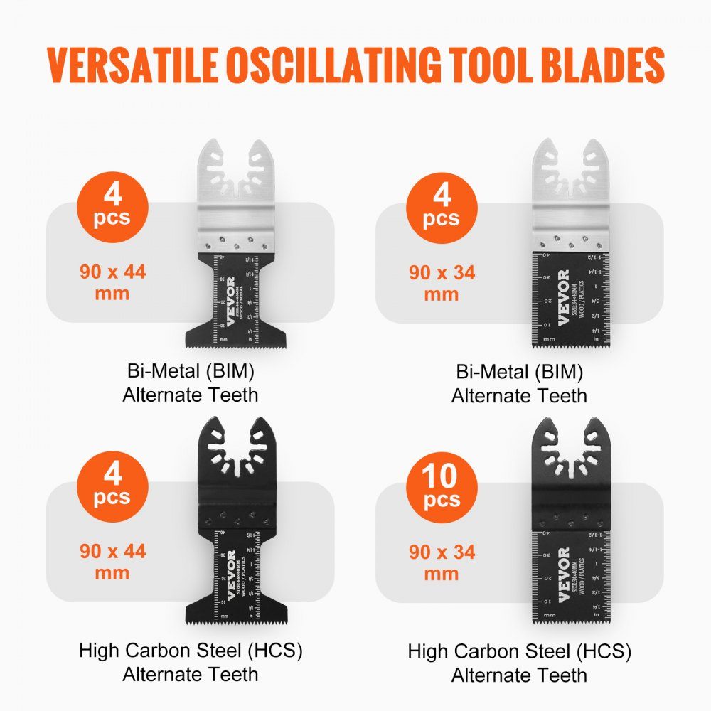 33x saw blade multi-tool 8 types oscillating tool high carbon steel (HCS) quick change interface compatible with 95% of oscillating tools on the market