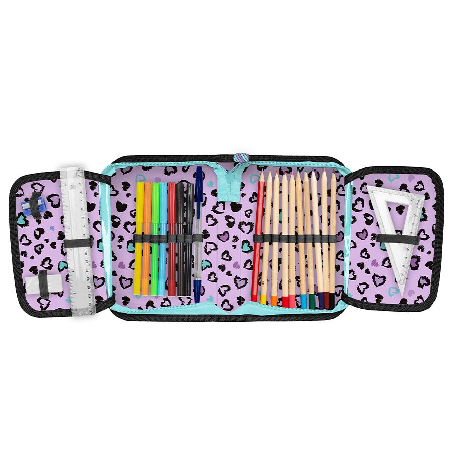 Pencil case with Hey accessories
