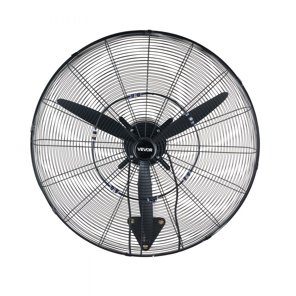 115W Industrial Wall Fan 32" 5.9m/s Oscillating Wall Fan with 3 Levels Adjustable Angle and Mist Commercial Industrial Fan for Workshop Garage Warehouse Gym Black