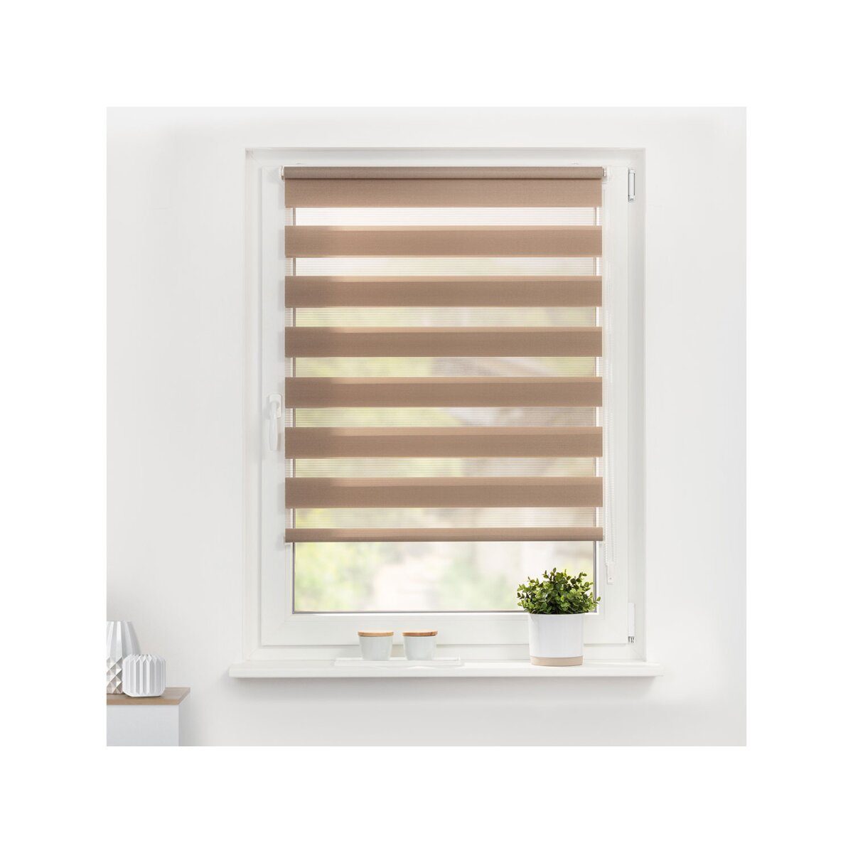 LICHTBLICK Duo Rolgordijn Klemmfix, boren niet nodig, vanaf 45 x 150 cm (taupe, 90 x 220 cm)