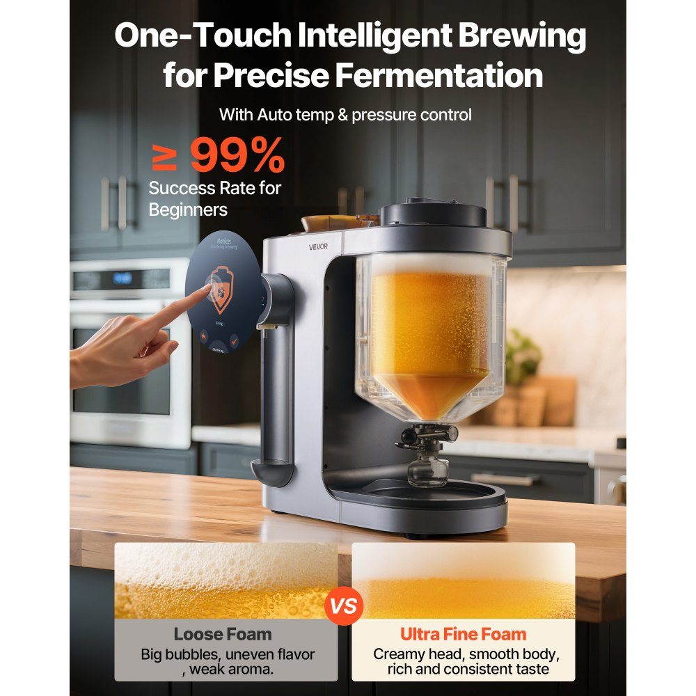 Automatische Bierbrauanlage 13L, 1500W Bierbraumaschine, All-in-One-Heimbrauanlage mit Maische- und Kochgerät, 304-Edelstahl-Innentank, DIY-Bierbrauen