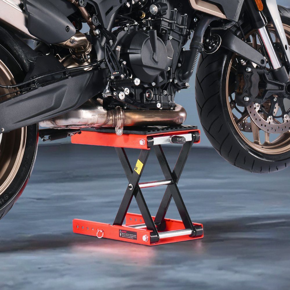 Motorrad-Wagenheber, Motorrad-Hebebühne, höhenverstellbar, 105–380 mm, Hebe-Scherenständer mit breiter Plattform, Fahrrad-Reparatur-Scheren-Wagenheber (544 kg Tragfähigkeit) mit Ratsche und Kurbel für Dirt-Bikes