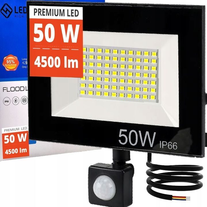Halogen reflector work light, waterproof LED floodlight PREMIUM floodlight with motion sensor