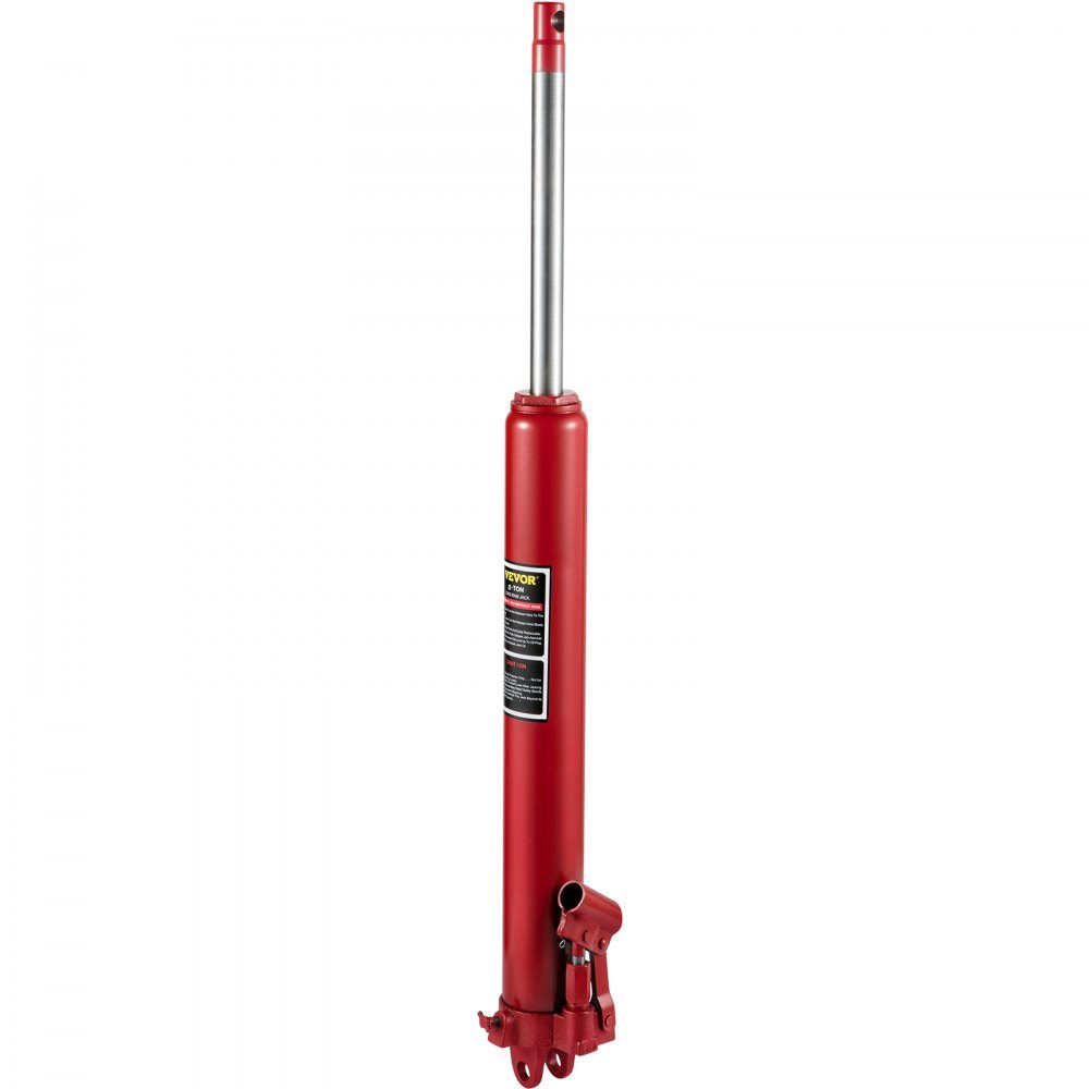 8 Ton Capacity Hydraulic Long Ram Jack Single Piston Pump and Clevis Base Manual Elevating Platform Jack with Handle for Workshop Cranes Engine Hoists Red