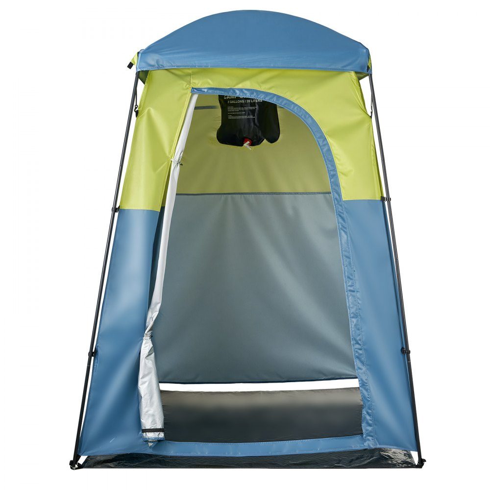 Shower tent with 1 room & shower bag, toilet tent (1676x1676x2184 mm) changing tent including pegs and ropes as well as carrying bag and support poles made of 150D Oxford fabric for camping beach fishing in green