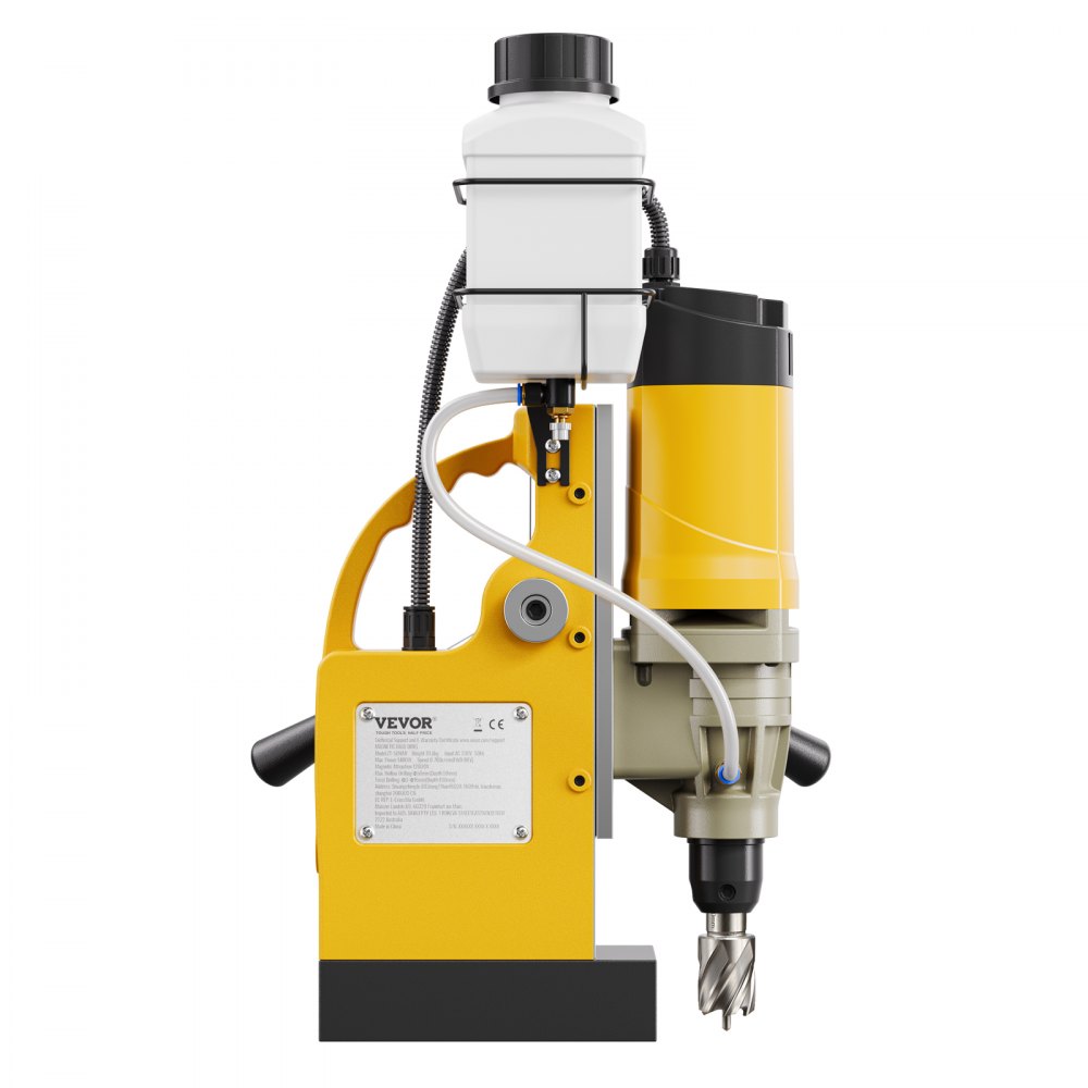 Perceuse magnétique 1400 W φ50 mm, 12800 N, perceuse magnétique électrique portable avec 6 carottiers, perceuse 650 tr/min pour l'industrie des surfaces métalliques, bricolage, jaune