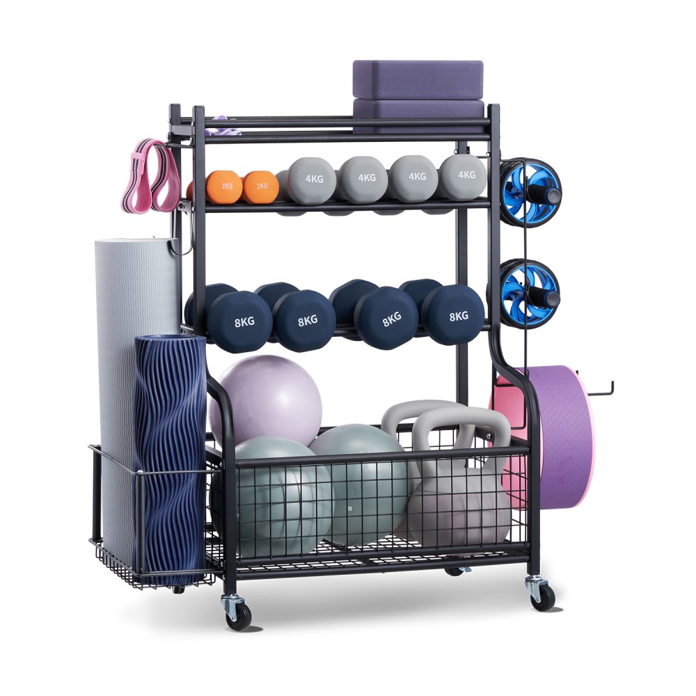 Home Gym Storage Stand, Steel Storage Stand, Yoga Mat Holder, Yoga Mat Weight Lifting Stand with Wheels and Hooks, Dumbbell Weight Lifting Stand for Home Workout Fitness Equipment Home Gym Storage Stand, Steel Storage Stand, Yoga Mat Holder, Yoga Mat Weight Lifting Stand with Wheels and Hooks, Dumbbell Weight Lifting Stand for Home Workout Fitness Equipment