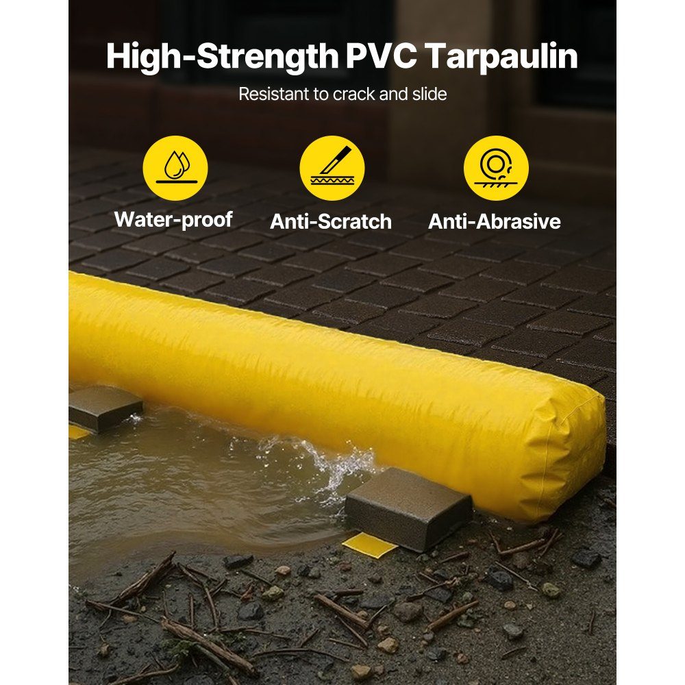 Flood Bags, Reusable PVC Water Drain Pipes, Lightweight, with Excellent Waterproof Effect, Used for Doors, Garages, Yellow