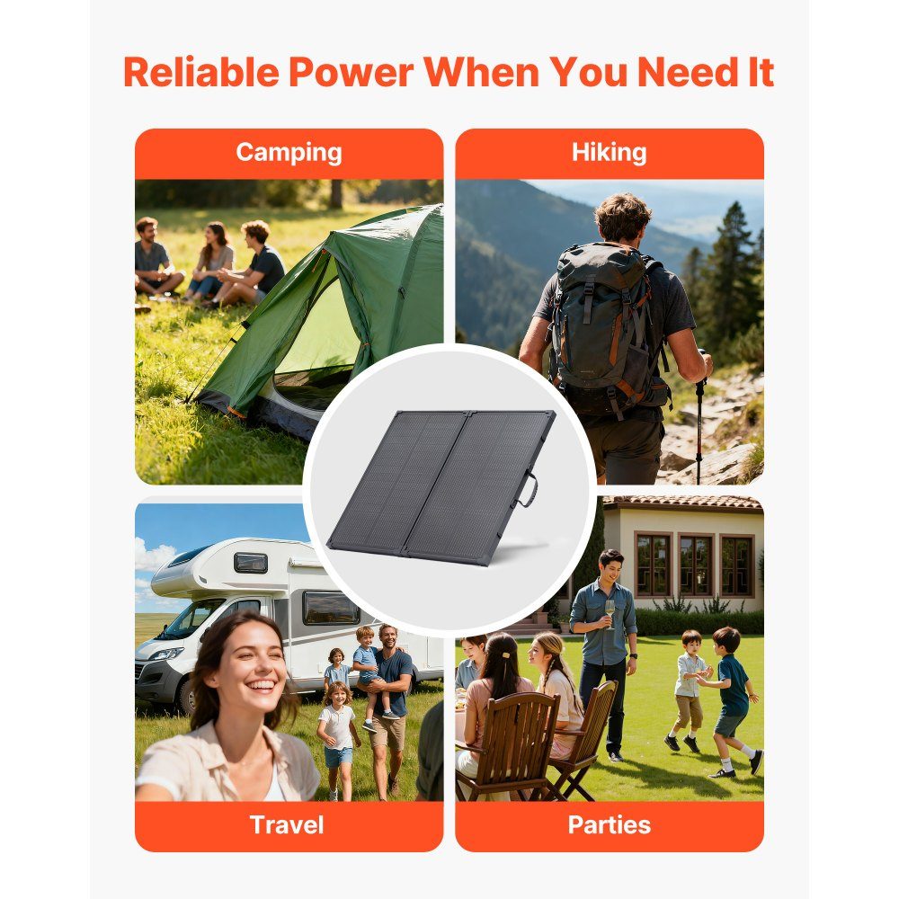 Panneau solaire pliable 100 W 16BB Type N Panneau solaire monocristallin portable avec cadre 24 % d'efficacité Chargeur IP67 avec contrôleur PWM 30 A et sortie MC4 pour camping randonnée