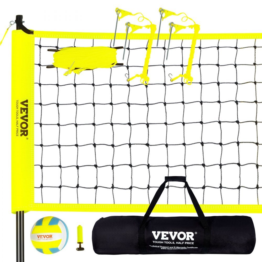 Volleyball Net Height Adjustable Volleyball Net Set, Portable Beach Volleyball Net, Outdoor Volleyball Net, Foldable Volleyball Net with Volleyball and Carry Bag, for Garden, Beach, Lawn, etc