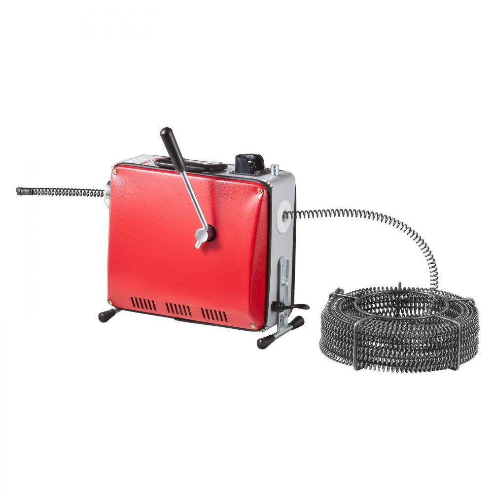Electric Pipe Cleaning Machine 500W 1400RPM Pipe Cleaner 2pcs 20m x 16mm & 5m x 9.5mm Spring Cable 0.4m x 12mm Flexible Spring & 6 Cutters for 50-110mm Diameter Pipes
