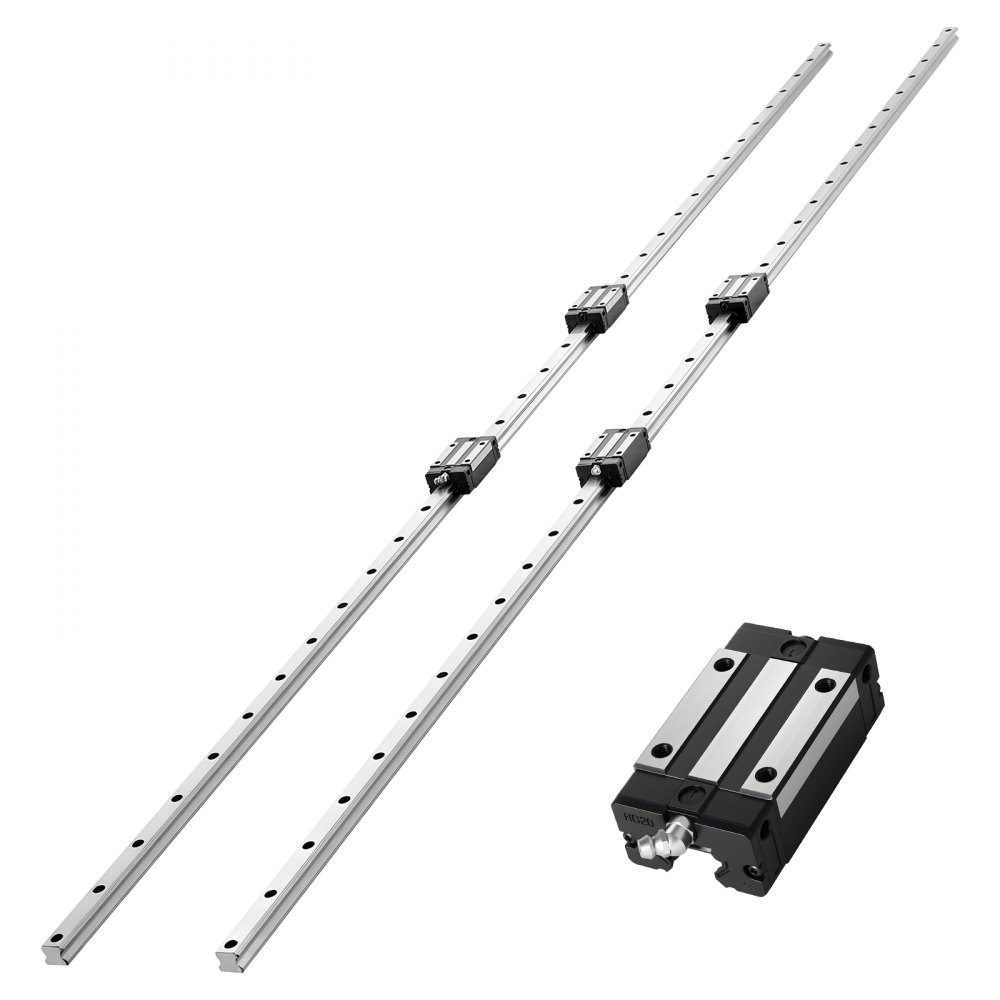 Lineaire geleidingen, HGR20, 2 stuks 2000 mm lineaire geleidingen en 4 stuks schuifblokken, roestvrije en hoge precisie set, voor doe-het-zelf, CNC-frezen, draaibanken, freesmachines, 3D-printers