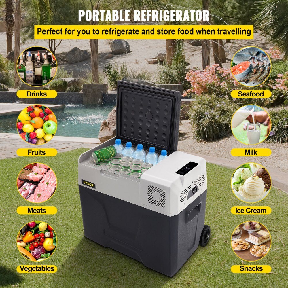 50L Car Fridge Compressor Cooler Box Stainless Steel Holiday Insulated Box Mini Fridge Cooler Box Car and Socket