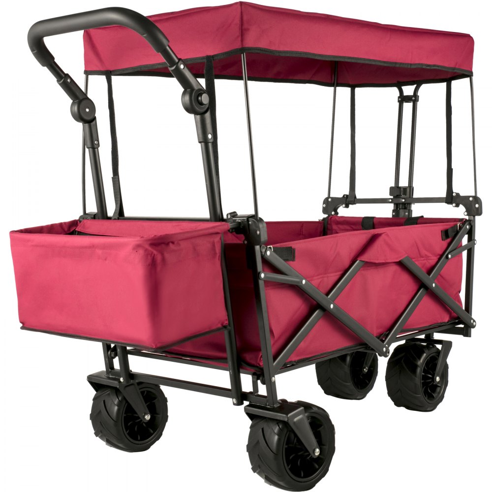 Foldable Truck Black Foldable Truck Removable Roof 600D Oxford Cloth Foldable Truck Large Wheel Portable Foldable Truck Adjustable Handle Suitable for Beach, Garden, Sports