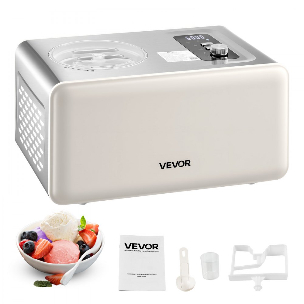 Sorbetière automatique 2 QT avec compresseur intégré (150 W), sans précongélation, sorbetière avec 3 modes, sorbetière électrique, machine à sorbet glacé pour cuisine domestique Sorbetière automatique 2 QT avec compresseur intégré (150 W), sans précongélation, sorbetière avec 3 modes, sorbetière électrique, machine à sorbet glacé pour cuisine domestique
