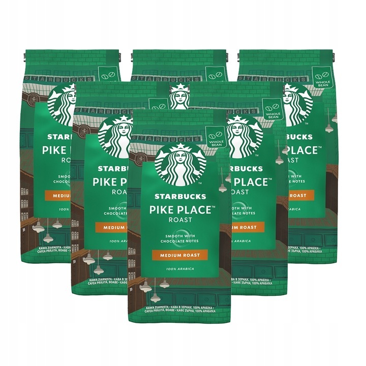 6× kawa ziarnista Starbucks Pike Place Palona kawa ziarnista 200 g 1,2 kg 6× kawa ziarnista Starbucks Pike Place Palona kawa ziarnista 200 g 1,2 kg