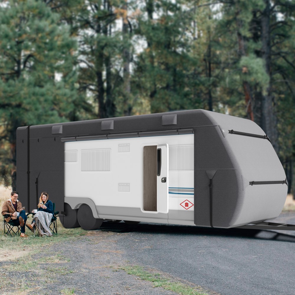 Caravanbeschermhoes voor caravans van 6,7 - 7,3 m, caravanhoes van vliesstof, waterdicht, winddicht, zonbestendig, universele caravanhoes met opbergtas, reparatiepleisters, riemen Caravanbeschermhoes voor caravans van 6,7 - 7,3 m, caravanhoes van vliesstof, waterdicht, winddicht, zonbestendig, universele caravanhoes met opbergtas, reparatiepleisters, riemen