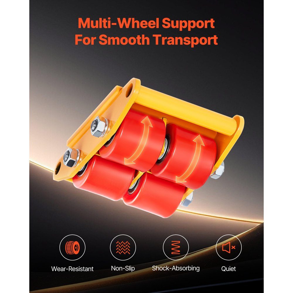 4x armored rollers 8T transport chassis 280x210x105mm transport rollers made of carbon steel industrial roller with 4 PU straightening wheels roller Ф 135x9mm swivel plate furniture transport aid transport roller