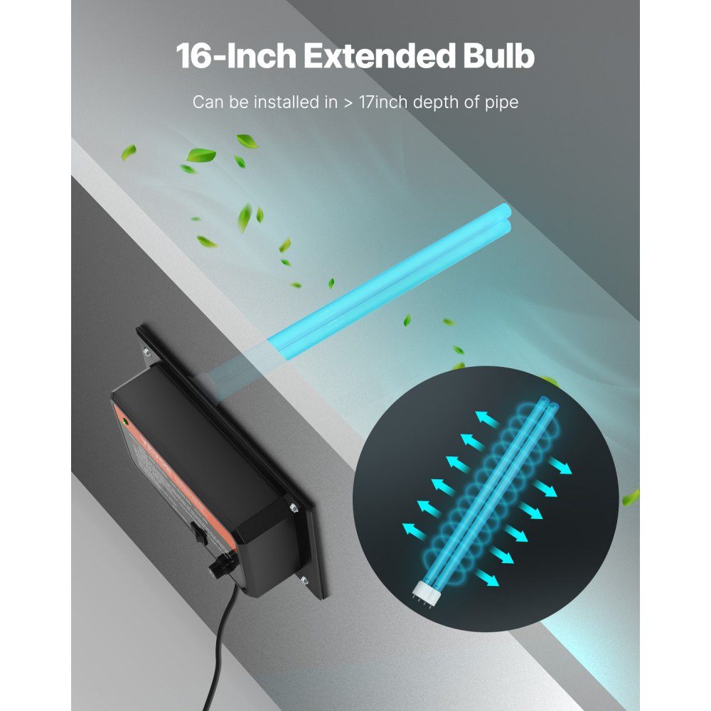 HVAC Whole House Air Purifier 36W 254nm Air Conditioning Duct UV UVC Light Air Purifier with 1 Replacement Bulb HVAC UV Lamps Air Conditioner Air Purifier