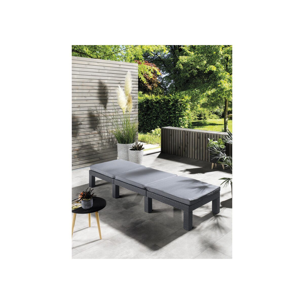 LIVARNO Home wicker sun lounger with cushion cover, anthracite