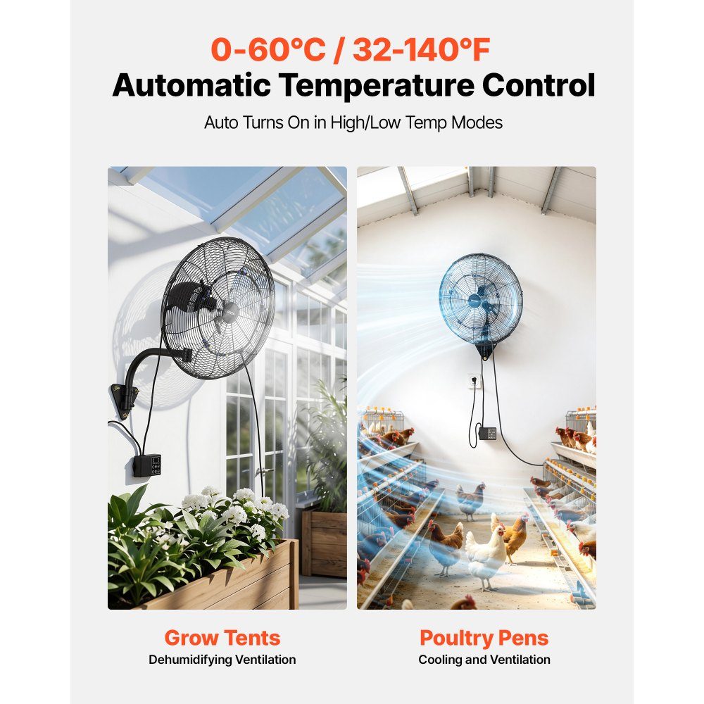 95W Industrial Wall Fan 56cm 7m/s Oscillating Wall Fan with Remote Control Mist and 18-Stunden-Timer Commercial Industrial Fan IP44 Waterproof for Workshop Garage Warehouse Black