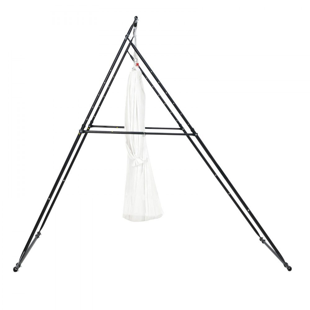 Aerial Yoga Frame Schommelstandaard met 6 m yogahangmat (wit) en Max. 200 kg laadvermogen, driehoekige structuur en EVA-schuim, horizontale aanpassing op 4 niveaus en verticale aanpassing op 6 niveaus
