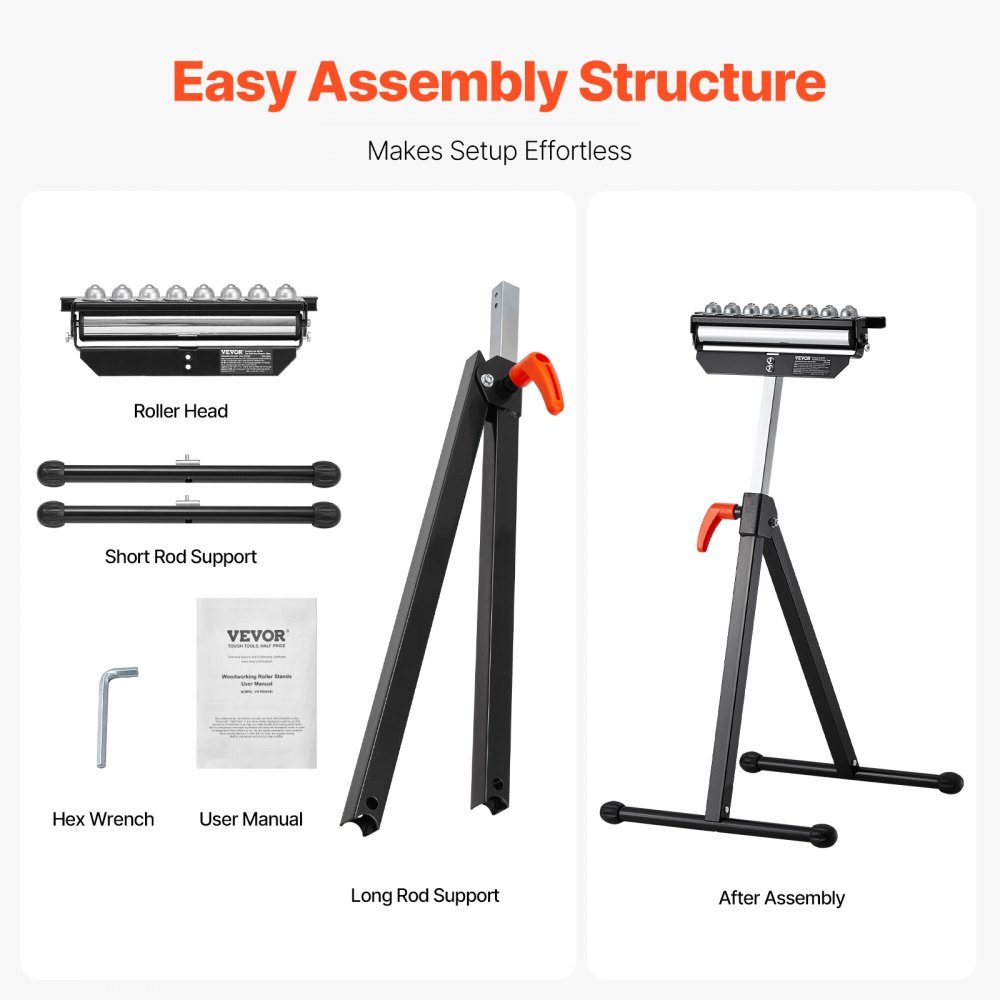 3 in 1 Roll Stand 136kg 68-108cm Height Adjustable Roll Stand with 11.5" Polished Multi-Directional Roll Head for Table Saw Spout Woodworking Extension Support