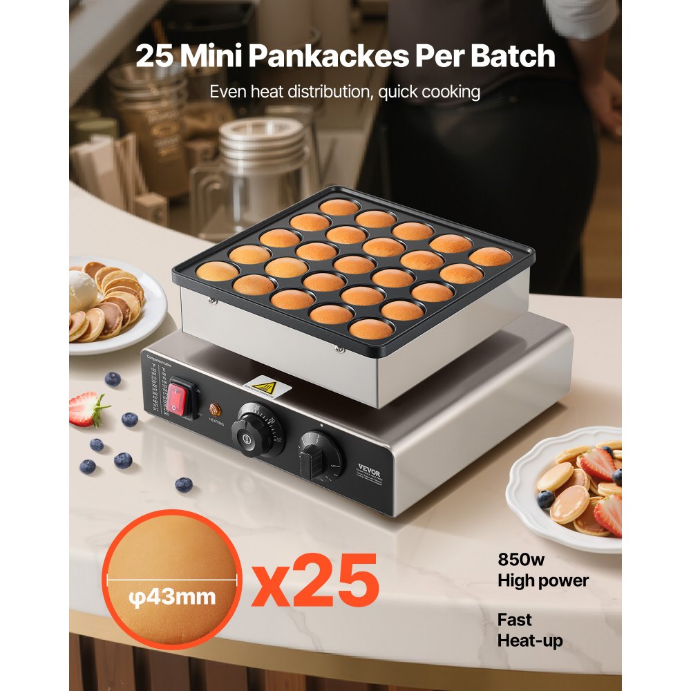 Mini Pancake Maker Dutch Muffin Waffle Iron with 43mm Diameter, Non-Stick Stainless Steel Poffertjes Grill, Electric Mini Pancake Baker for Home Kitchen Restaurant Mini Pancake Maker Dutch Muffin Waffle Iron with 43mm Diameter, Non-Stick Stainless Steel Poffertjes Grill, Electric Mini Pancake Baker for Home Kitchen Restaurant