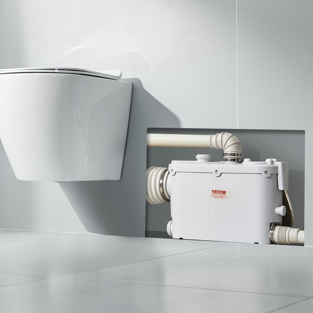 Waste water lifting system 500 W, 6600 l/h flow, 8 m delivery height, waste water pump 2900 rpm with 3 water inlets for cellar, kitchen, sink, shower, bathtub, laundry wastewater disposal, dishwasher