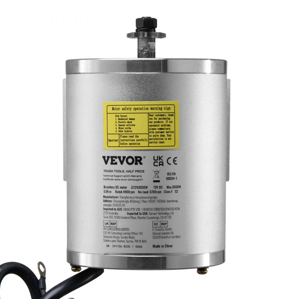 Zestaw elektrycznego bezszczotkowego silnika prądu stałego o mocy 3000 W - Silnik 72 V 4900 obr./min z ulepszonym kontrolerem prędkości i zestawem uchwytu przepustnicy do gokartów E-Bike Motocykl skuter DIY – Nr kat. HT-23400