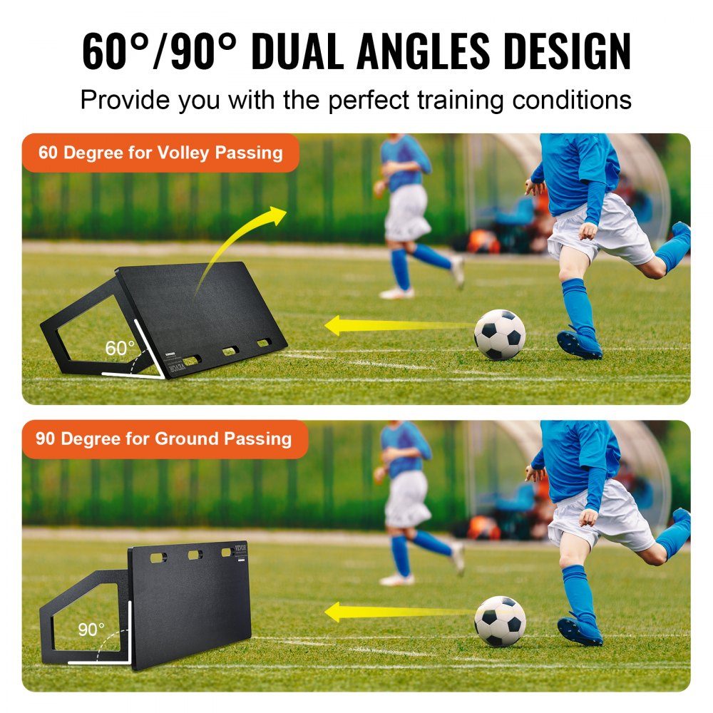 Voetbal Rebound Board Draagbaar Bounce Board 1150x450mm HDPE Rebounder Muur Rebound Apparatuur Kinderen & Tieners Trainingsbord Rebounder Kicker voor Voetbaltraining Zwart