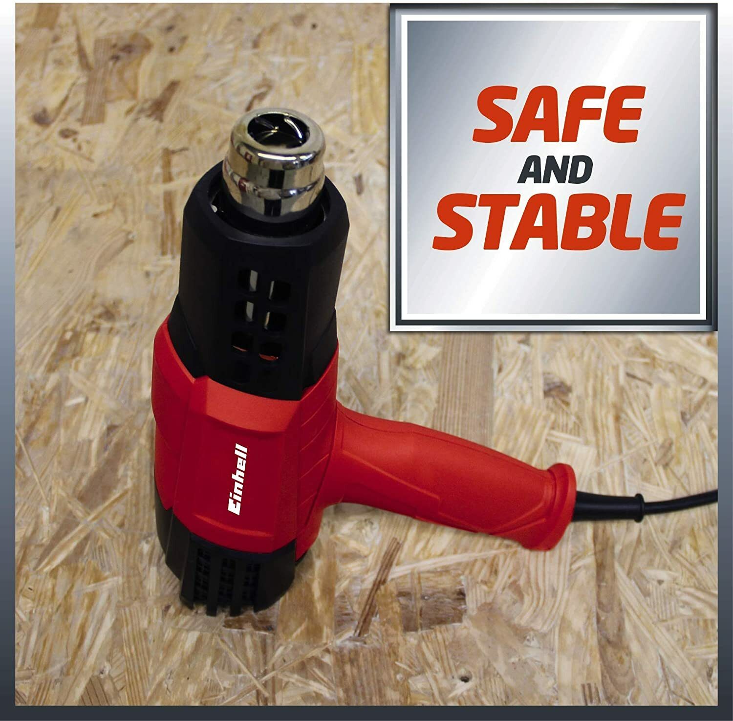 Einhell Heißluftpistole TE-HA 2000 E (2.000 W, 9 Temperaturstufen 50-550°, Luftmengenschalter, Kaltstufe, inklusive umfangreichem Düsenzubehör und Koffer)