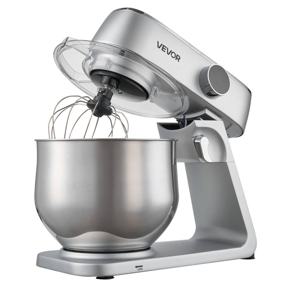 Kneading machine, food processor for baking, 1800 W dough machine with stainless steel bowls (7.4 l) and dough hook, beater and whisk, 10-way adjustable tilt mixer, stand mixer