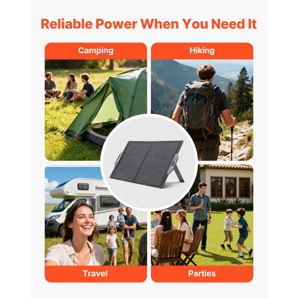 100W Foldable Solar Panel, 24% High Efficiency Portable Solar Charger, Monocrystalline Solar Panel with MC4 Output, USB-A, Type-C and DC Ports, IP65 for Power Stations, Camping, Hiking