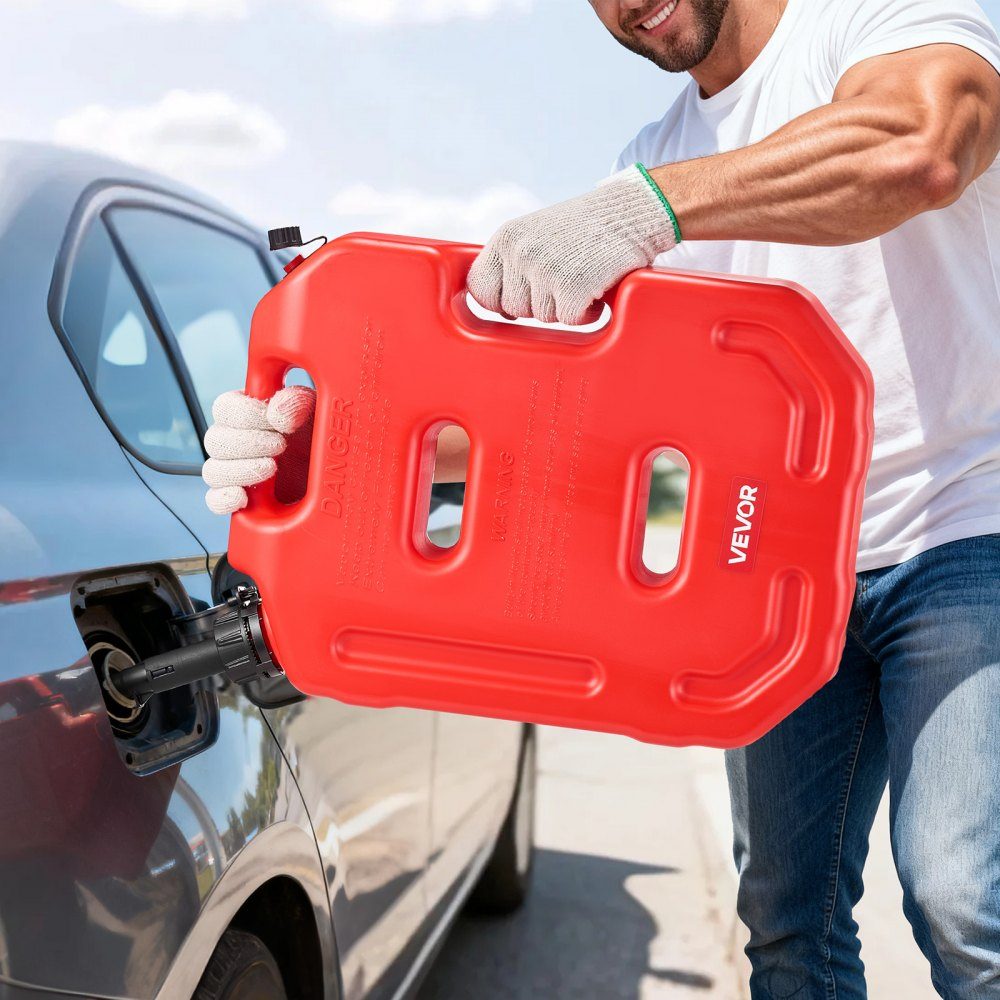 Fuel Can 10L Petrol Can with Spout and Lockable Holder Maximum Flow Rate 15L/min Liquid Container for Most Cars Motorcycles ATVs and UTVs Red